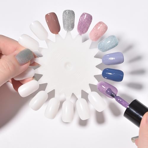 Siyuwuro 20Pcs Clear Nail Swatch Wheels for Acrylic Nail Art Display & Practice