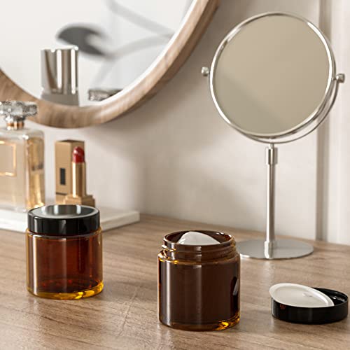 Amber Glass Jars Set - 4oz, 2oz, 1oz with Black Lids | Leakproof & BPA-Free