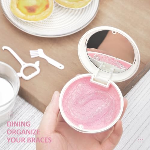 Portable Orthodontic Retainer Case with Magnetic Closure - White Pink