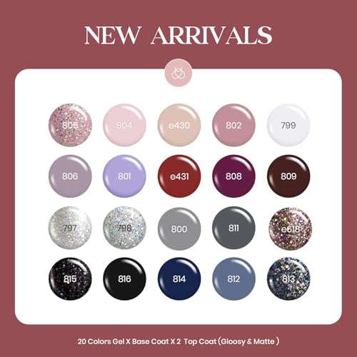 Beetles Gel Nail Polish Set - 23 Pcs Glitter & Matte Colors