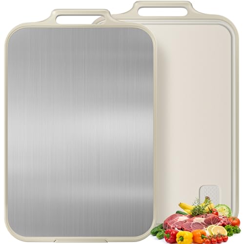 Stainless Steel Double-Sided Cutting Board with Juice Groove - 16"x11"