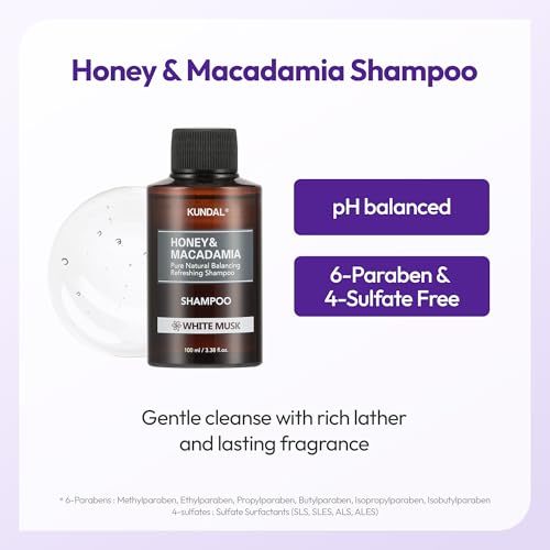KUNDAL Honey & Macadamia Travel Set - 5-Piece Hair & Body Care Kit with Fragrant Lotion