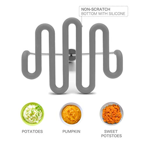 Jell-Cell Potato Masher - Silicone Coated Stainless Steel for Scratch-Free Mashing