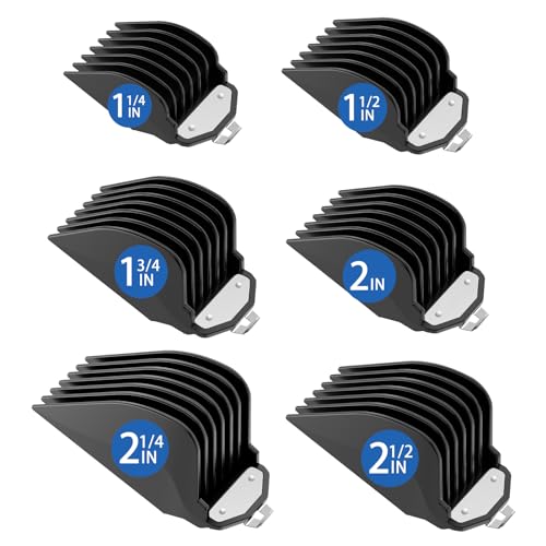 Zerika Hair Clipper Guard Set for Wahl, 6 Long Lengths with Metal Clip