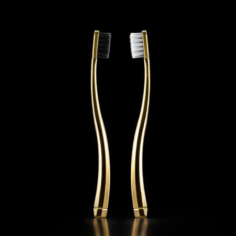 JoyMax Gold Edition Toothbrush Set - 4 Premium Soft Bristle Toothbrushes with Gold Handles