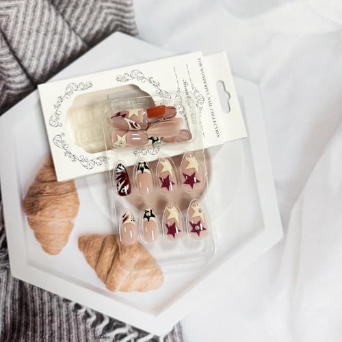 French Tip Press-On Nails Almond Medium 24Pcs – Y2K 3D Design Glam Kit