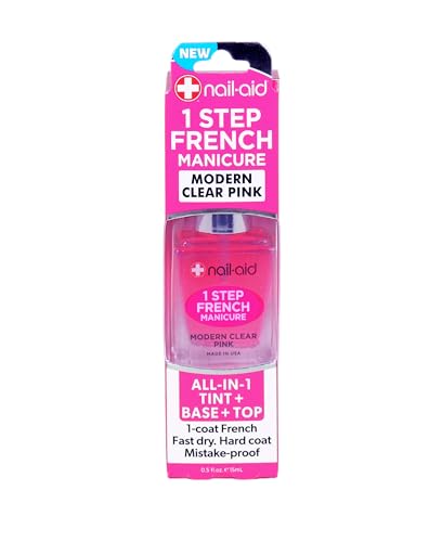 Nail-Aid 1-Step French Manicure Nail Polish - All-in-One Base & Top Coat, Sheer Pink, Fast Dry, Strengthening, Cruelty-Free, Made in USA