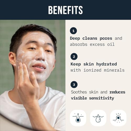 Cardon Men's Deep Pore Cleansing Clay Face Wash 3.4 Fl Oz - Oil & Acne Control