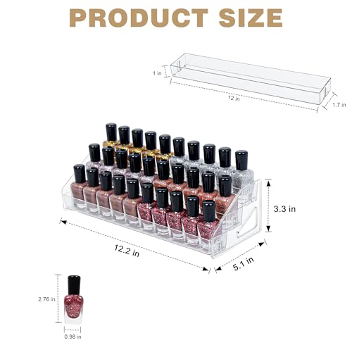 Soddeph 3-Tier Acrylic Nail Polish Rack Display Stand - Holds 24-48 Bottles