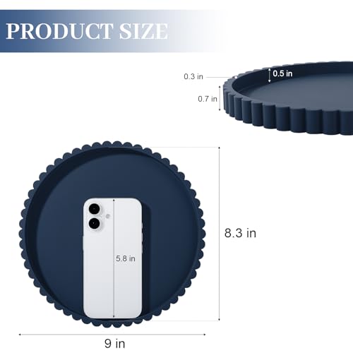 9" Dark Blue Silicone Bathroom Tray - Non-Slip Organizer for Perfume & Soap