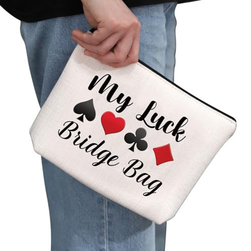 G2TUP White Bridge Player Cosmetic Bag - Card Game Lover Gift, Travel Organizer