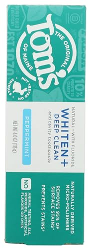 Tom's of Maine Whiten Plus Deep Clean Whitening Toothpaste 4oz - Enamel Safe, Peppermint