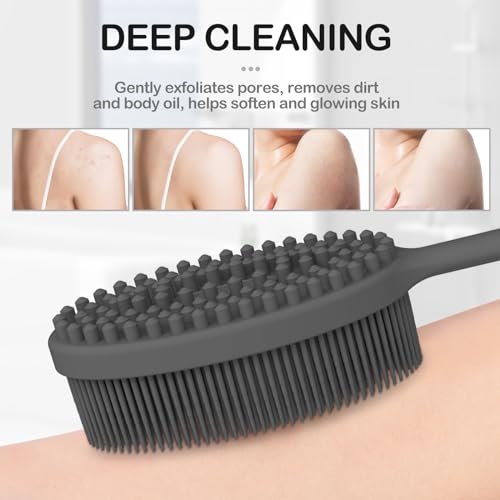 MateeyLife Silicone Body Scrubber with Handle for Gentle Exfoliation