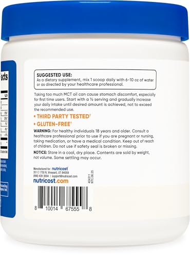 Nutricost C8 MCT Oil Powder - 95% Pure Keto Supplement, 8oz