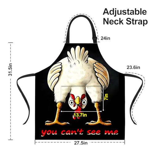 Funny Chicken Sunflower Apron for Men & Women - Adjustable Cooking Apron with Pockets