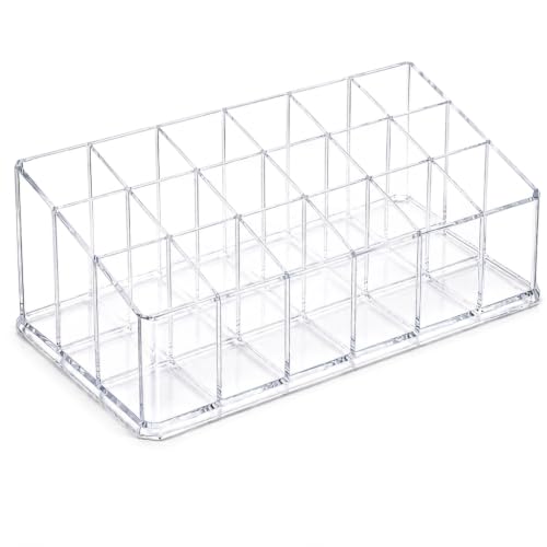 Lolytama 18-Slot Clear Acrylic Organizer for Roller Bottles and Makeup