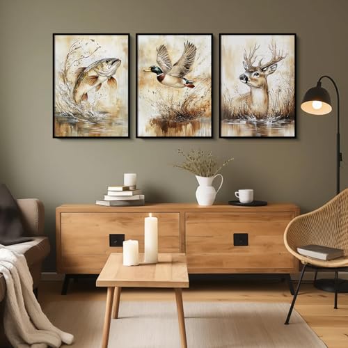 Vintage Farmhouse Animal Wall Art for Nursery - 12x16 Inch Canvas Prints (Set of 3)
