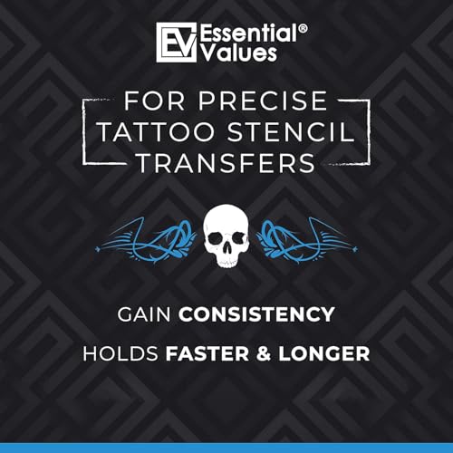 Essential Values Tattoo Transfer Gel Solution - Long-Lasting Stencil Liquid, 8 fl oz