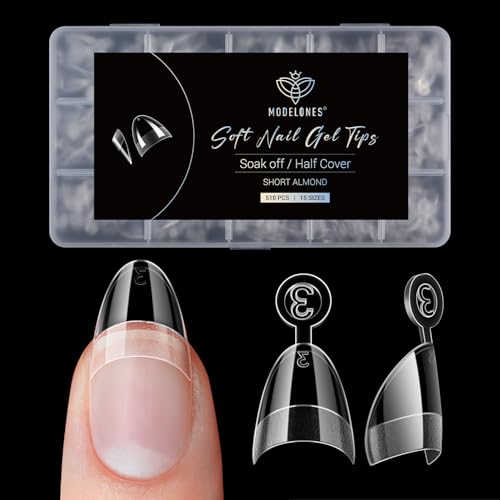Modelones Short Almond Nail Tips - 510pcs Clear Acrylic Press On