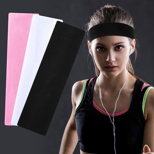 3-Pack Women’s Non-Slip Elastic Workout Headbands - Breathable & Quick Drying