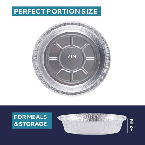30 Pack 7-Inch Round Aluminum Foil Pans - Disposable Pie Tins