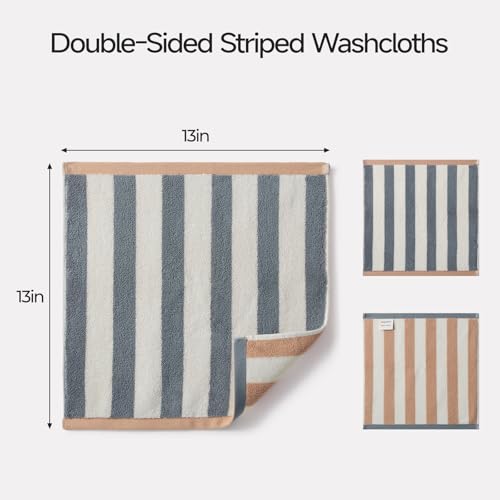 Gray Cotton Washcloths 6 Pack, Soft & Highly Absorbent 13x13 Inches for Bathroom & Kitchen