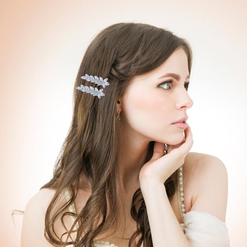 LLSME 2Pcs Sparkly Crystal Hair Clips BF - Rhinestone Duckbill Hair Pins