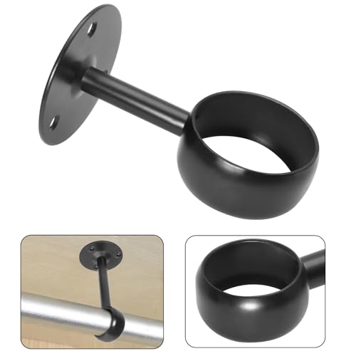 Matte Black Ceiling Curtain Rod Bracket - 304 Steel, 2 Pack