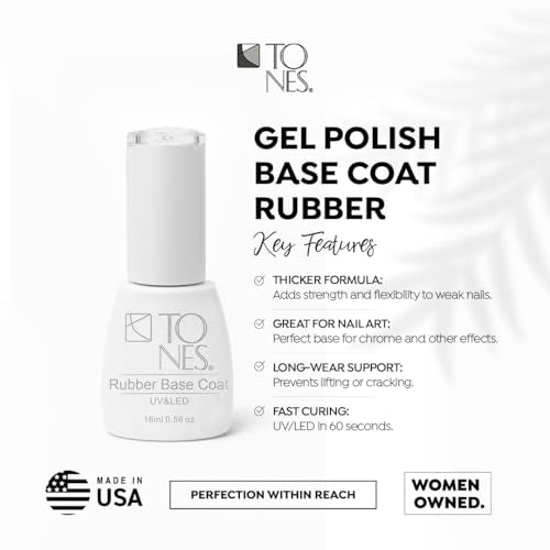 TONES Rubber Base Gel Coat - HEMA-Free, Quick Cure, 16ml