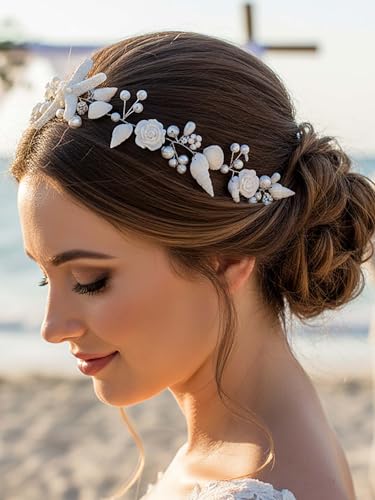 Woeoe Starfish Seashell Bridal Headband for Beach Wedding Hair