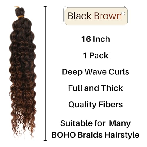 16 Inch Ombre Black to Brown Pre-Stretched Boho Braiding Hair - 5 Packs