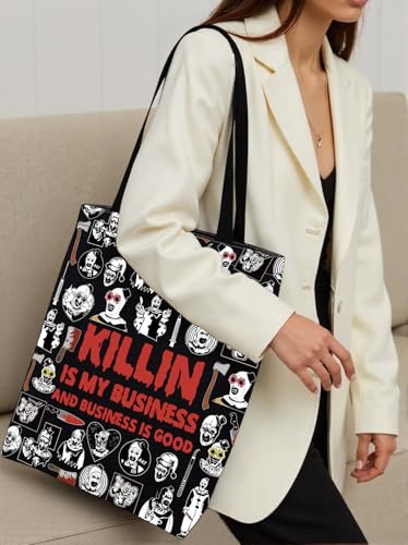 KUIYAI Clown Movie Tote Bag - Scary Canvas Gift for Horror Fans