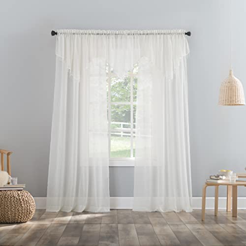 No. 918 Erica Crushed Sheer Voile Curtain Panel, 51" x 95", Eggshell