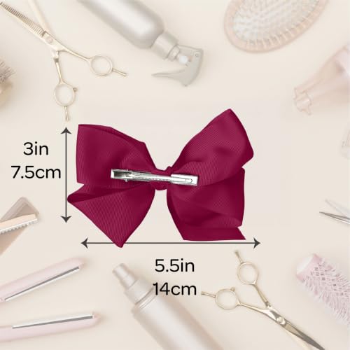 Motique Accessories 5.5 Inch Plum Grosgrain Hair Bow Clip for Women & Teens