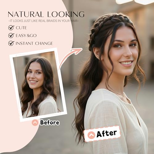 MaopaoBeauty Dark Brown Braided Headband Set (2PCS) for Women