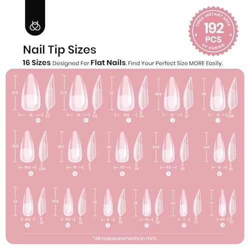 Beetles Tipex Medium Stiletto Nail Tips - 192pcs, No Builder Gel Needed