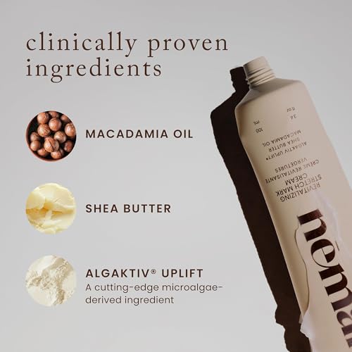 Nemah Stretch Mark Cream And Belly Oil For Pregnancy, Pregnancy Stretch Mark Routine, Algaktiv UpLift Cream With Shea Butter Macadamia Oil Plus Quick Dry Jojoba Coconut Hemisqualane Oil, 2 Piece Set