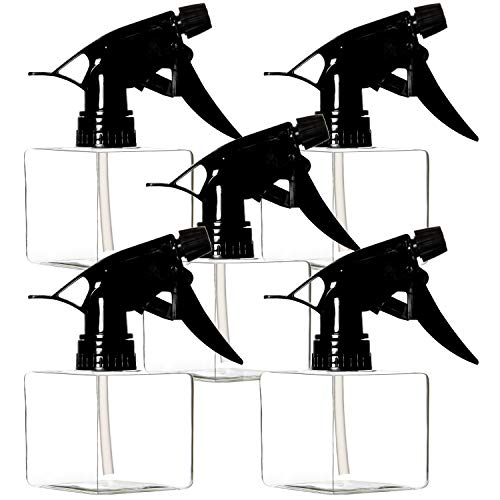Youngever 8 Ounce Square Spray Bottles - 5 Pack for Hair & Cleaning