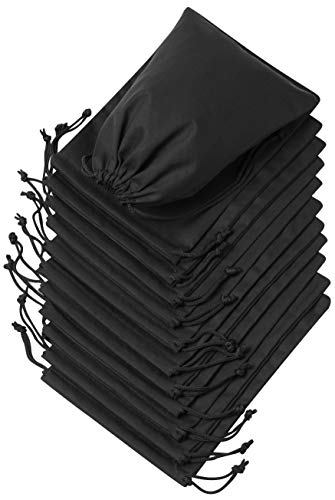 Small Black Cotton Drawstring Bags - 12 Pack (6 x 8 inch)