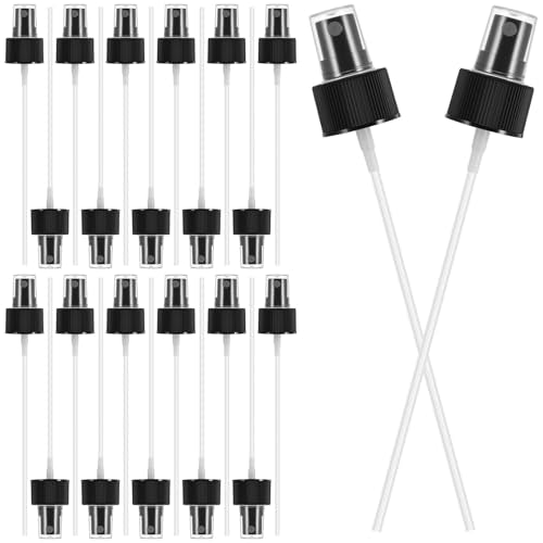 Black 24 Pack Spray Bottle Nozzle Replacement - Fine Mist, Fits 24-410 Bottles