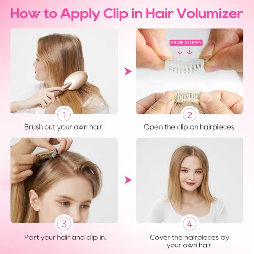 REECHO 8-Inch Clip-In Hair Volumizer Extensions for Thin Hair (2 Pack)