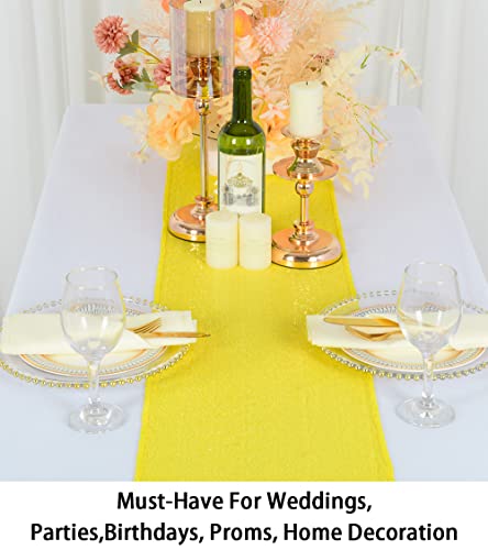 Yellow Sequin Table Runner 12x72 Inch - 2 Pack for Parties