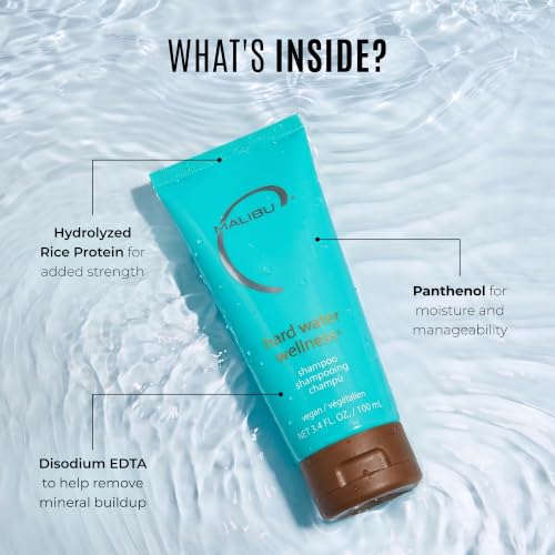 Malibu C Hard Water Hair Clarifying Shampoo Travel Size 3.4 oz - Sulfate-Free Chelating Formula for Build Up & Scalp Detox