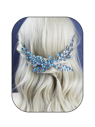 Brihasory 7Colors Light Blue Bridal Hair Vine Headband for Weddings & Parties