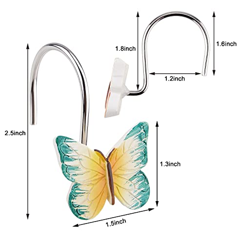AGPTEK 12PCS Butterfly Shower Curtain Hooks - Anti-Rust Decorative Rings