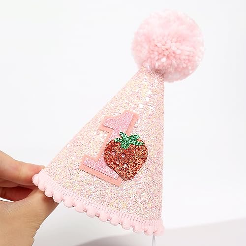 Handcrafted Strawberry Birthday Hat - Pink Party Headwear for 1st Birthday