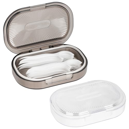 Adorila Travel Cotton Swab Case 2-Pack Grey White Slim Portable Organizer