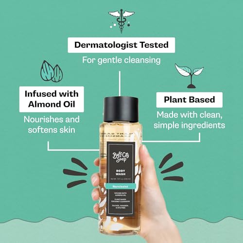 Buff City Soap Narcissist Plant-Based Body Wash - Coconut & Almond Oil, 12 fl oz
