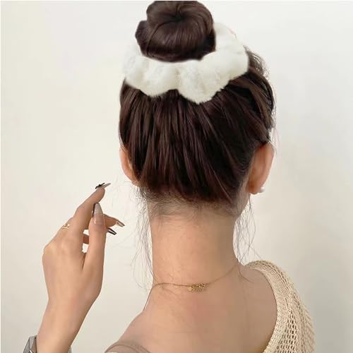 4-Pack Plush Cat Ear Hair Scrunchies for Girls & Women