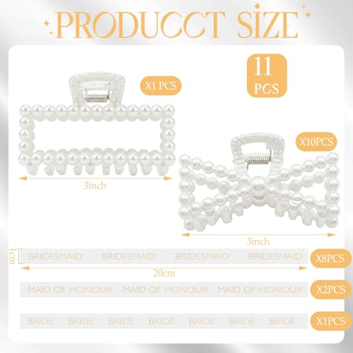Hotop 11-Piece Pearl Claw Clips Set for Bridal & Everyday Use